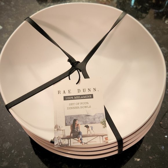 ⚡️🌟RAE DUNN "NOURISH " 100% Melamine Set of 4 Dinner Bowls NWT - Picture 3 of 4